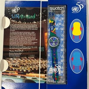 VINATGE SWATCH CHRONO UNLIMITED UNITED NATIONS WATCH NEW WITH BOX